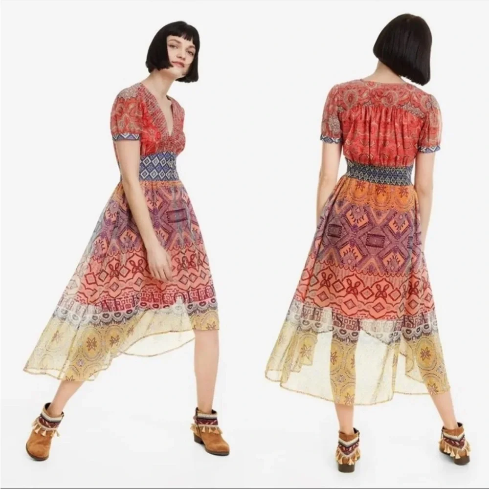 Desigual Nana Multicolor Midi Dress - Picture 1 of 15